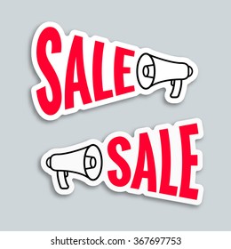 Sale megaphone sticker design, vector illustration