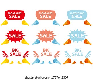 Sale megaphone vector illustration .  Delivery promotion and bargain icons .