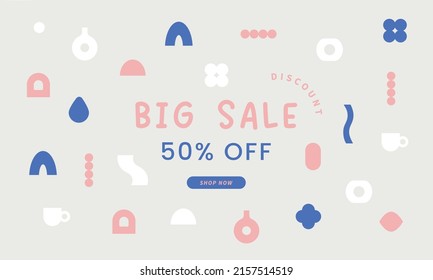Sale, Memphis, abstract geometric shapes. Modern elements for web, vintage, advertisement, commercial banner, billboard, sale, poster, leaflet. Vector illustration. Eps 10.