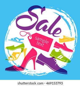 Sale of men's and women's shoes. Vector illustration.