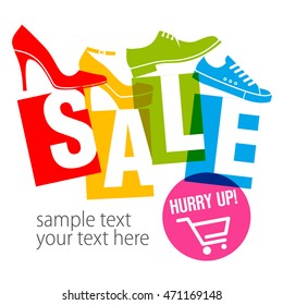 Sale of men's and women's shoes. Vector illustration.
