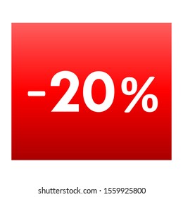 Sale - minus 20 percent - red gradient tag isolated - vector illustration