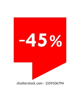 Sale - minus 45 percent - red tag isolated - vector illustration