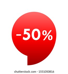 Sale - minus 50 percent - red gradient tag isolated - vector illustration