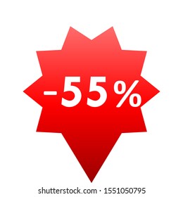 Sale Minus 55 Percent Red Gradient Stock Vector (Royalty Free ...