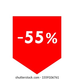 Sale - minus 55 percent - red tag isolated - vector illustration