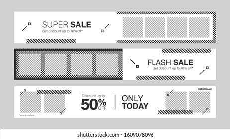 Sale mobile banner for website or internet ads. Promotion sale banner with geometry style. Editable sale banner. Vector illustration