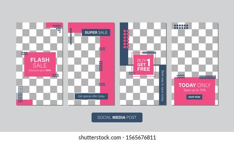 Sale mobile template collection for promotion sale. Editable mobile banner for stories or social media post, web and internet. Promotion sale bundle