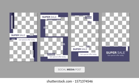 Sale mobile template collection for promotion sale with geometric style. Editable mobile banner for stories or social media post, web and internet. Promotion sale bundle