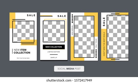 Sale mobile template collection for promotion sale with geometric style. Editable mobile banner for stories or social media post, web and internet. Promotion sale bundle