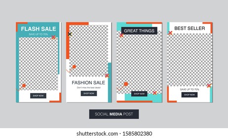 Sale mobile template collection for promotion sale with geometric style. Editable mobile banner for stories or social media post, web and internet. Promotion sale bundle