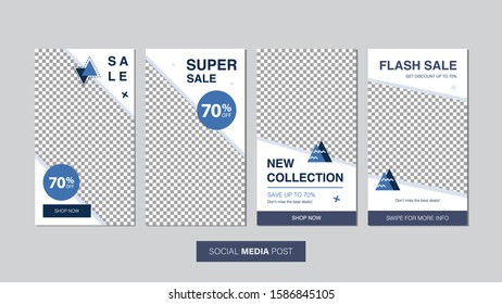 Sale mobile template collection for promotion sale with geometric style. Editable mobile banner for stories or social media post, web and internet. Promotion sale bundle