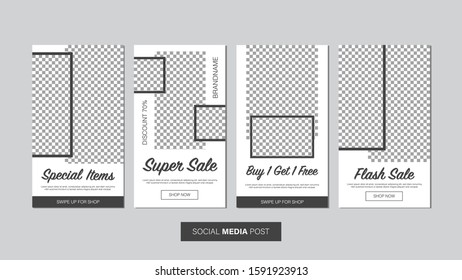 Sale mobile template collection for promotion sale with geometric style. Editable mobile banner for stories or social media post, web and internet. Promotion sale bundle