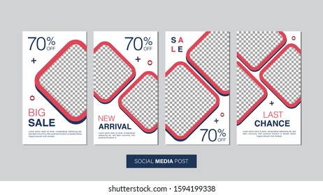 Sale mobile template collection for promotion sale with geometric style. Editable mobile banner for stories or social media post, web and internet. Promotion sale bundle