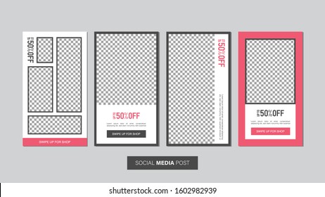 Sale mobile template collection for promotion sale with geometric style. Editable mobile banner for stories or social media post, web and internet. Promotion sale bundle