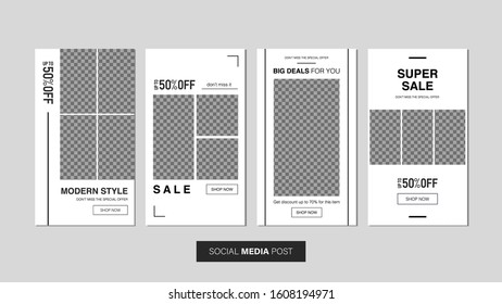 Sale mobile template collection for promotion sale with geometric style. Editable mobile banner for stories or social media post, web and internet. Promotion sale bundle