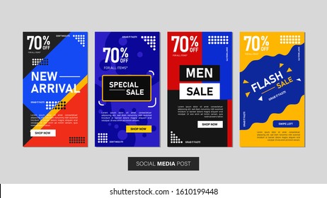 Sale mobile template collection for promotion sale with geometric style. Editable mobile banner for social media post, web and internet.