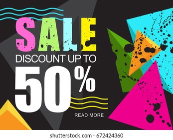 Sale Modern geometric abstract background . 50% . Promotion template design usable for print , web , banner  and poster material

