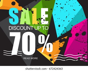 Sale Modern geometric abstract background . 70% . Promotion template design usable for print , web , banner  and poster material
