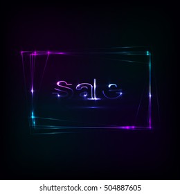 Sale neon banner. Vector illustration