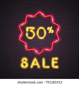 Sale Neon Light Glowing with Speaker Symbol Bright Discount Sign