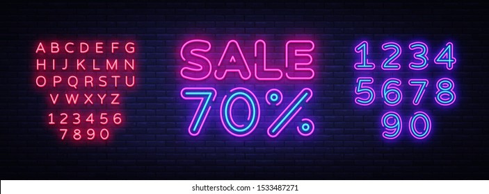 Sale neon sign vector. Big Sale Design template neon sign, light banner, nightly bright advertising, light inscription. Vector illustration. Editing text neon sign