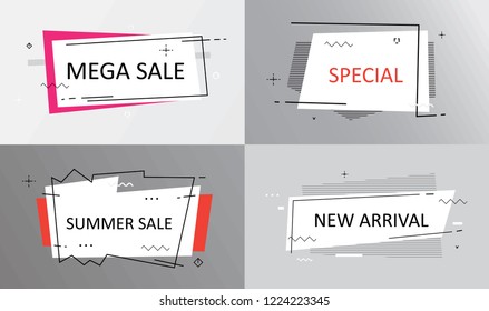 Sale, new arrival, discount, special offer - Set of trendy vector bubbles