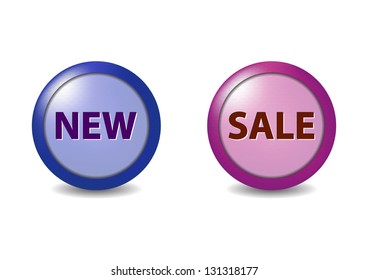 Sale and New button - vector