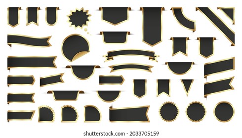 Sale and New Label collection set. Sale tags 30, 50, 70. Discount red ribbons, banners and icons. Special offer. Shopping Tags. Sale icons. Gold isolated on white background, vector illustration.