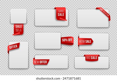 Sale and New Label collection set. Discount ribbons, banners and icons. Shopping Tags.