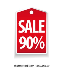 Sale ninety percent pricetag red vector