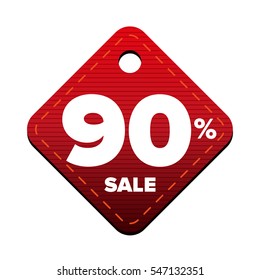 Sale ninety percent pricetag red vector