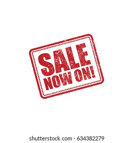 Sale Now On Grunge Stamp Effect Red