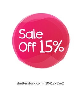sale off 15 percent, label or sign red circle
