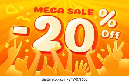 Sale off 20 Prozent, Geschenk sparen Angebot, spezielle Banner Rabatt. Vektorgrafik