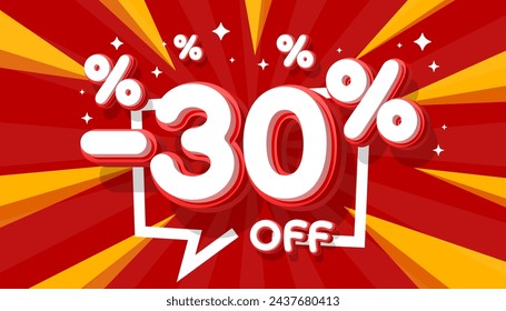 Sale off 30 Percentage, gift save offer, special banner discount. Vector illustration