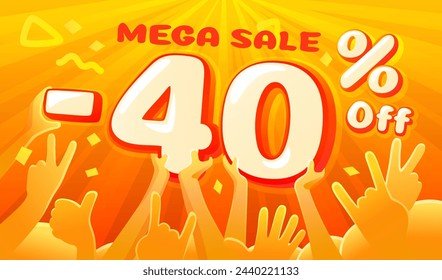 Sale off 40 Prozent, Geschenk sparen Angebot, spezielle Banner Rabatt. Vektorgrafik