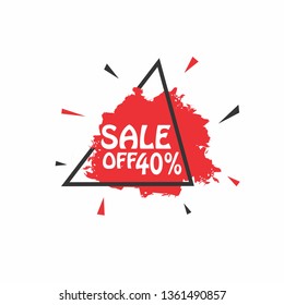 
sale off 40% sign with red label vector design