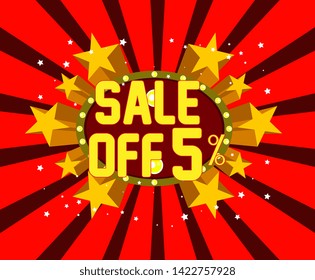 sale off 5%, beautiful greeting card background, poster or banner for summer party event