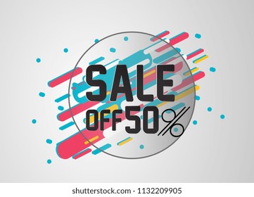 sale off 50%, beautiful greeting card background or banner with sport theme. vector