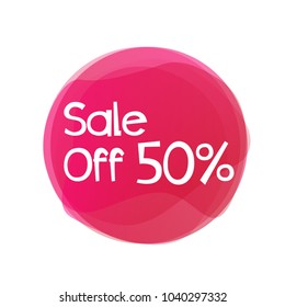 sale off 50%, label or sign red circle