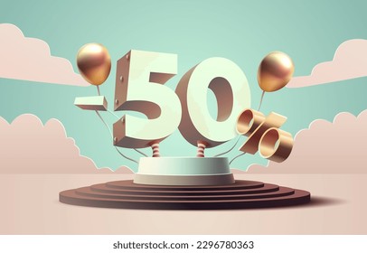 Sale off 50 Percentage, gift save offer, special banner discount. Vector illustration