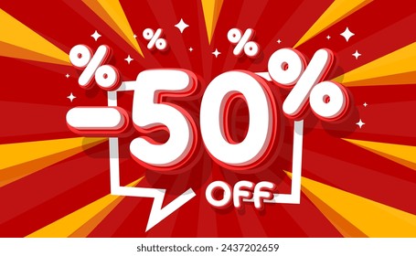 Sale off 50 Percentage, gift save offer, special banner discount. Vector illustration