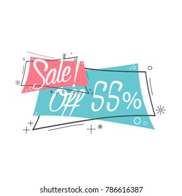 Sale off 55%, beautiful sale label with pink and blue label