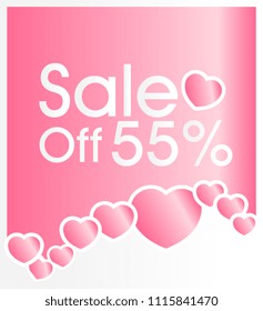 sale off 55%, vector with background cream love theme for greeting card or poster