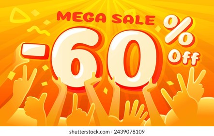 Sale off 60 Prozent, Geschenk sparen Angebot, spezielle Banner Rabatt. Vektorgrafik