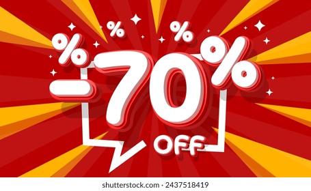 Sale off 70 Percentage, gift save offer, special banner discount. Vector illustration