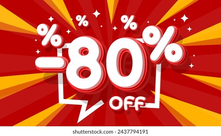 Sale off 80 Percentage, gift save offer, special banner discount. Vector illustration