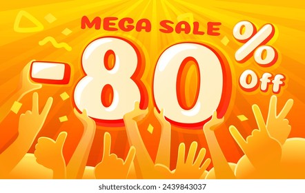 Sale off 80 Prozent, Geschenk sparen Angebot, spezielle Banner Rabatt. Vektorgrafik