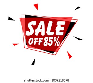 sale off 85%, sign with red label